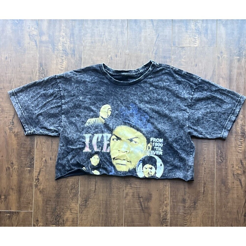 Ice Cube Crop-Top T-Shirt Size Large Cropped Graphic Tee Hip Hop Retro Style